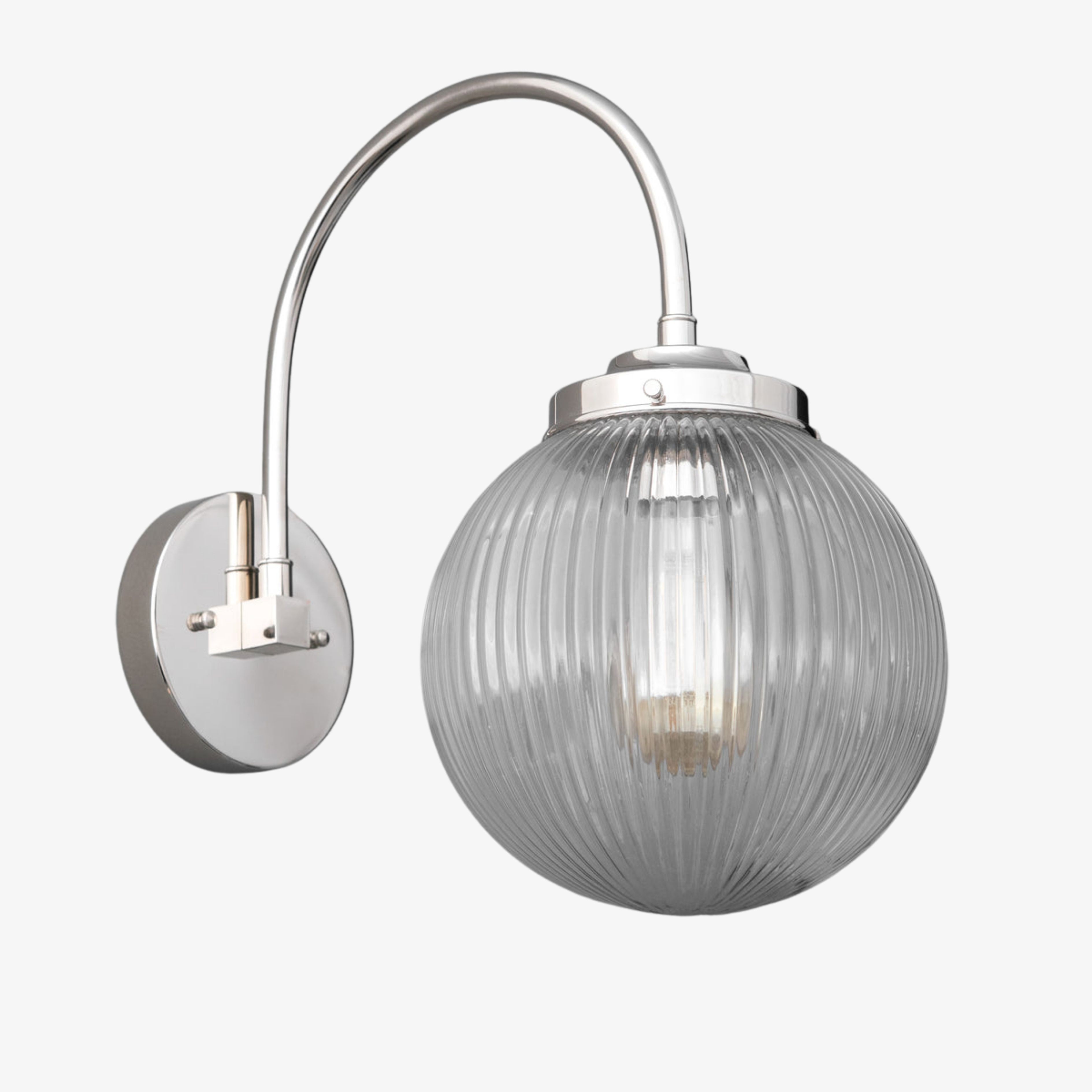 Glorica Glass Aged Brass Wall Sconce - Ribbed Glass Shade Industrial Style Lighting K1539