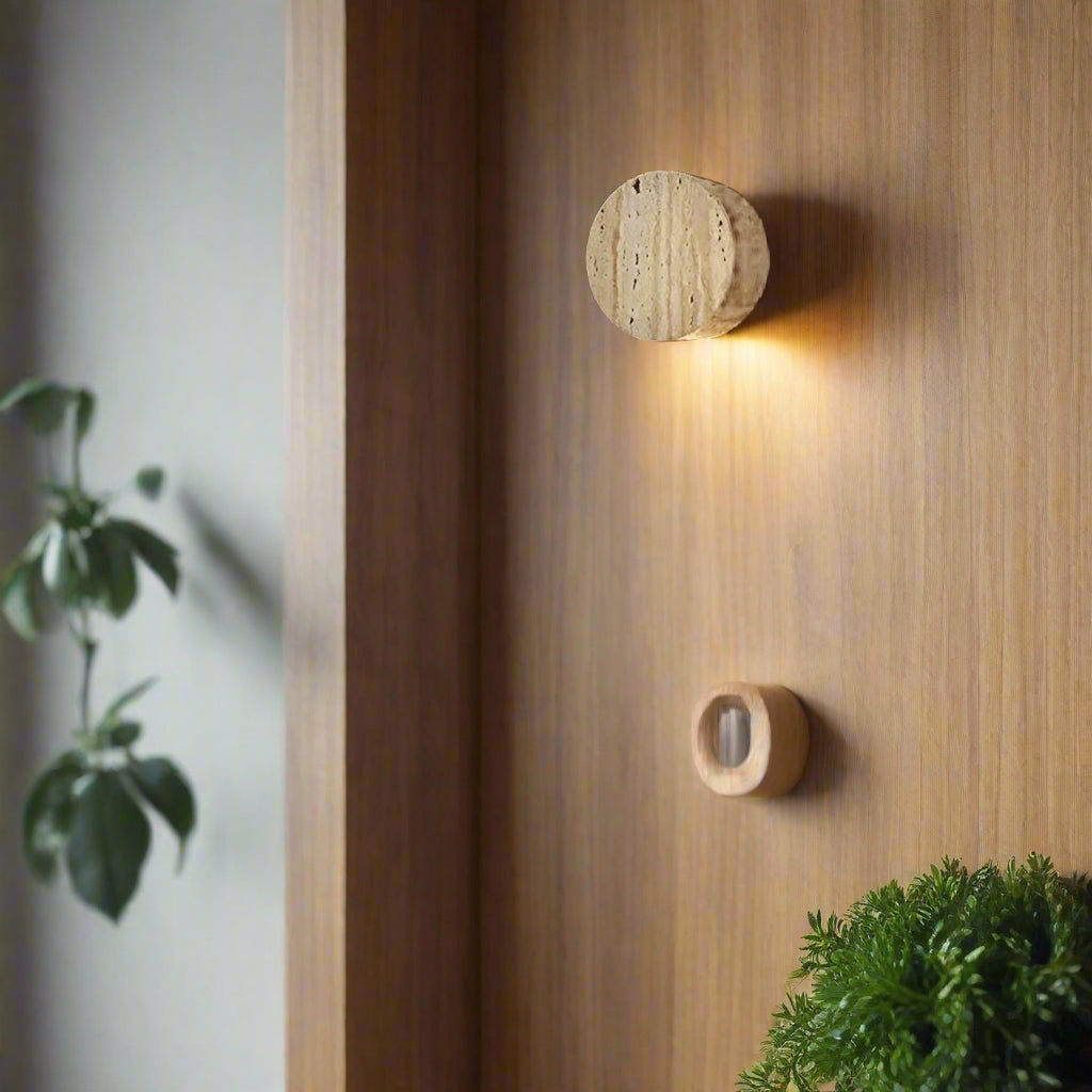 Japanese Wabi Sabi Natural Travertine Stone Wall Light D878