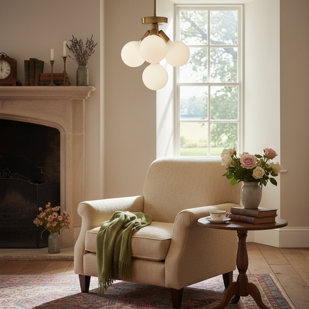 Glorica Glass Flush Mount Light - Globe Ceiling Fixture Modern K1505