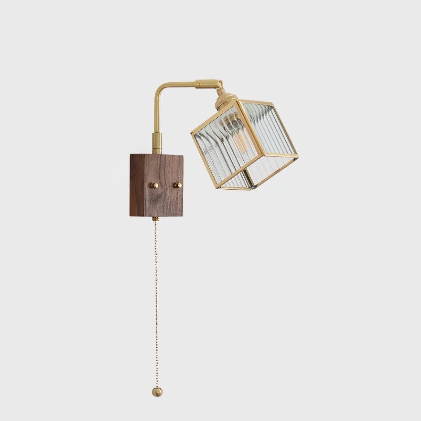 Square Glass Adjustable Wooden Wall Lamp K541
