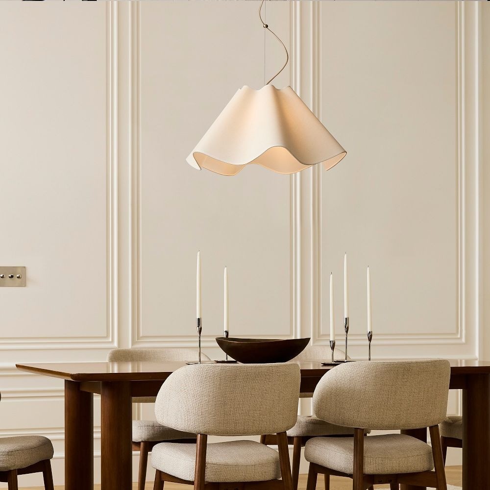 Oslan Cruved Linen Pendant Light - Modern Scalloped Pendant Lamp for Dining Room K1297