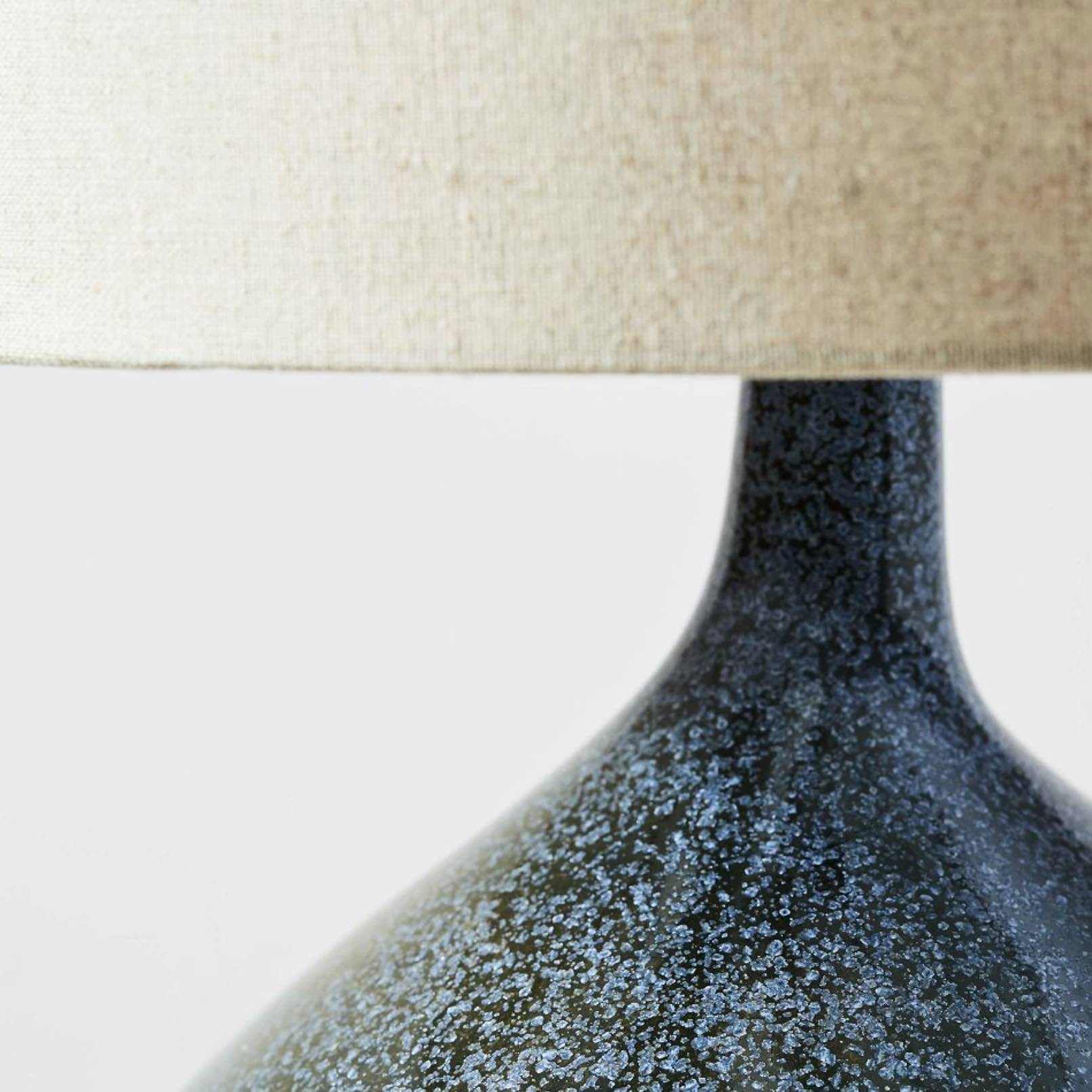 Lumo Modern Asymmetrical Ceramic Table Lamp - Cylinder Linen Shade for Living Room K2061