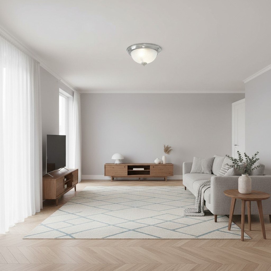 TF Vintora Modern Flush Ceiling Light - Ribbed Glass and Metal Trim for Kitchens or Hallways K2018