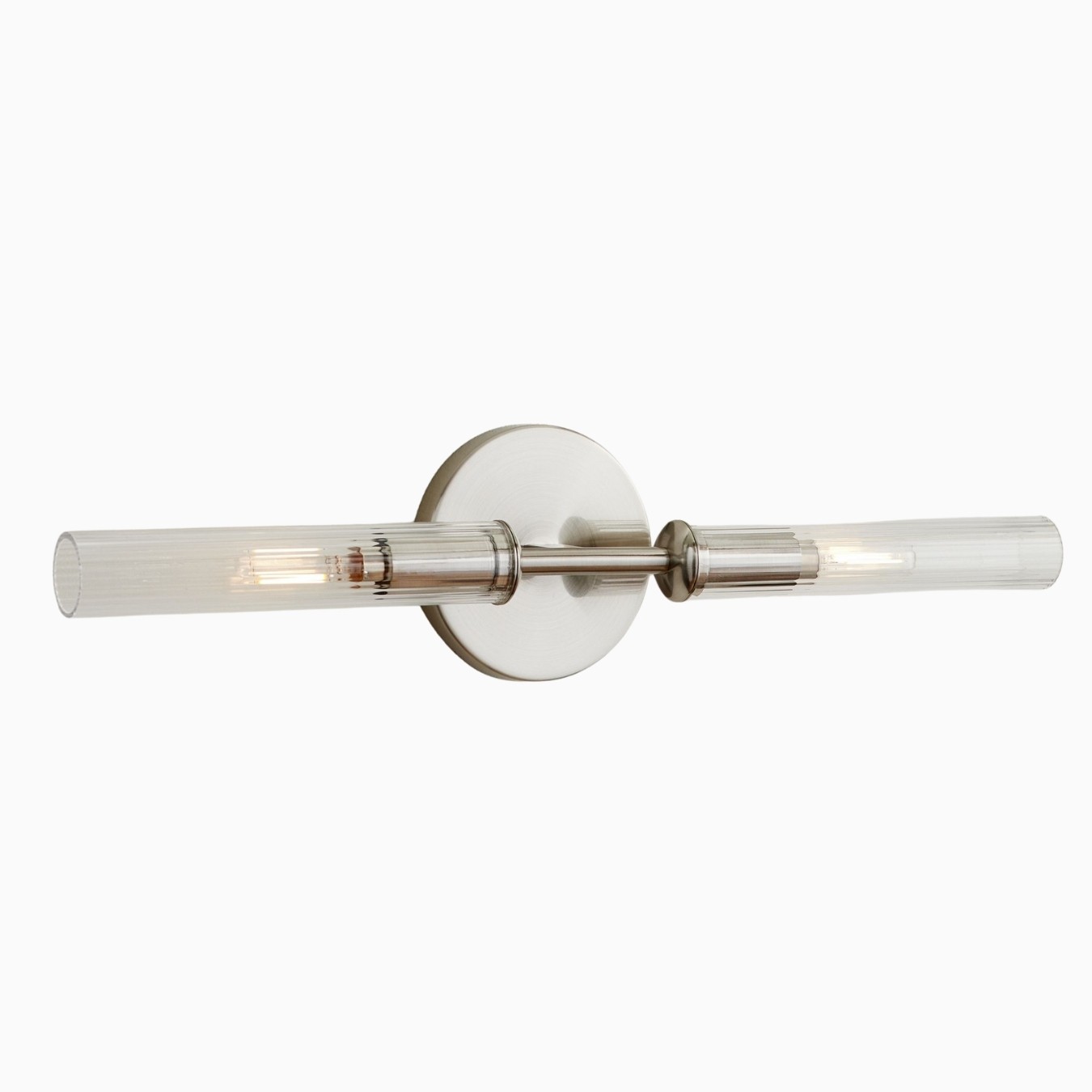 Alice Rustic Transparent Cooper Ribbed Glass Double Tube Sconce K1154