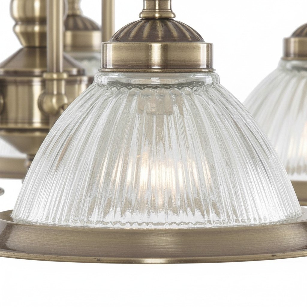TF Vintora Ribbed Glass Pendant Light - Elegant Metal Trim for Kitchens, Dining Areas and Hallways K1994