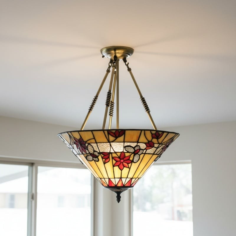 TF Butterfly Pendant Light - Stained Glass Pendant in Art Nouveau Style K1899