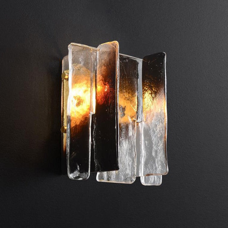 Modern Luxury Rectangle Copper Glass 1-Light Wall Sconce Lamp For Living Room K1231
