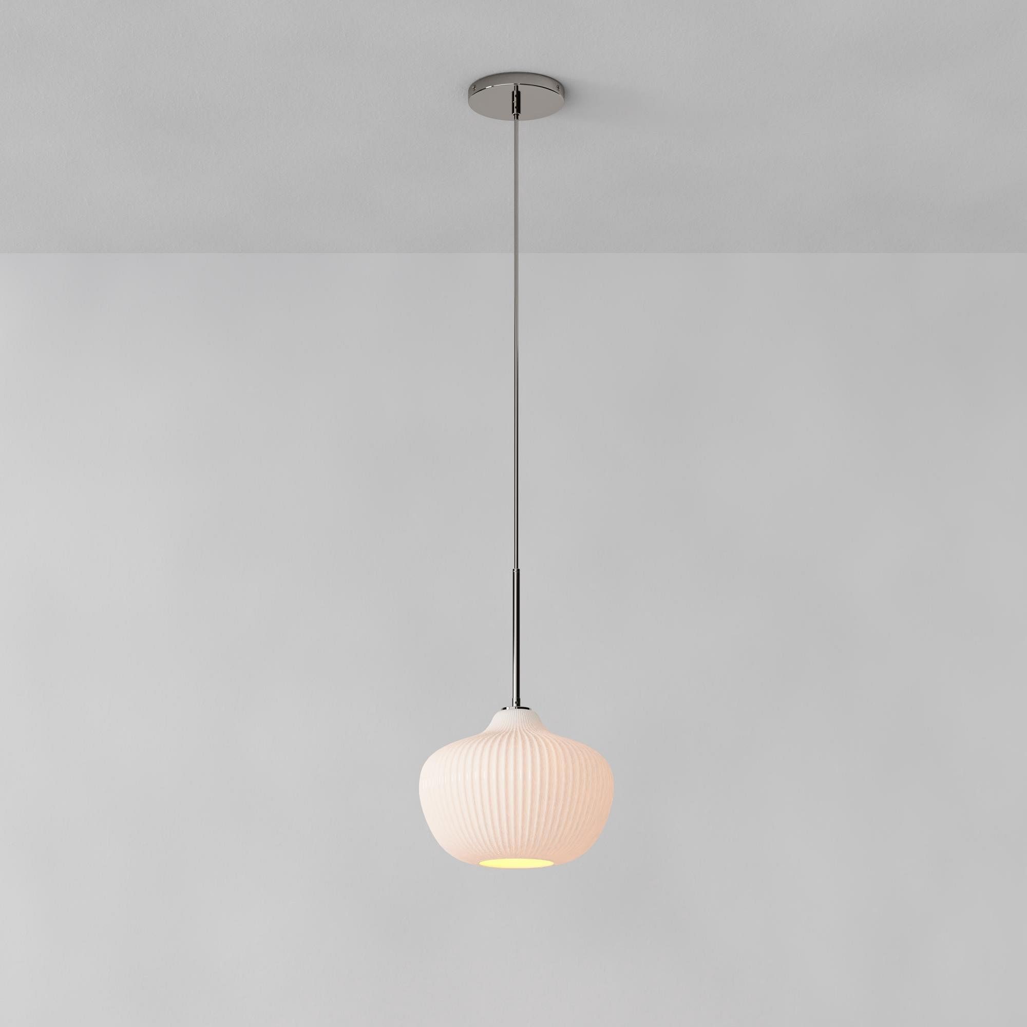 Rivrona Ribbed Pendant – Modern Ribbed Glass Light with Metal Finish K1405
