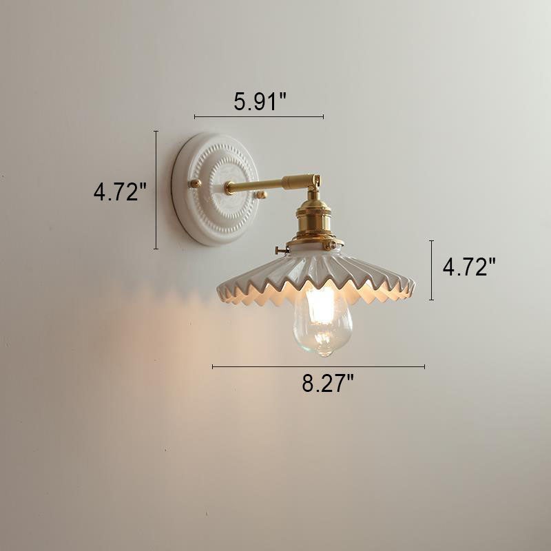 Vintage Japanese Ceramic Brass 1-Light Wall Sconce Lamp K1284