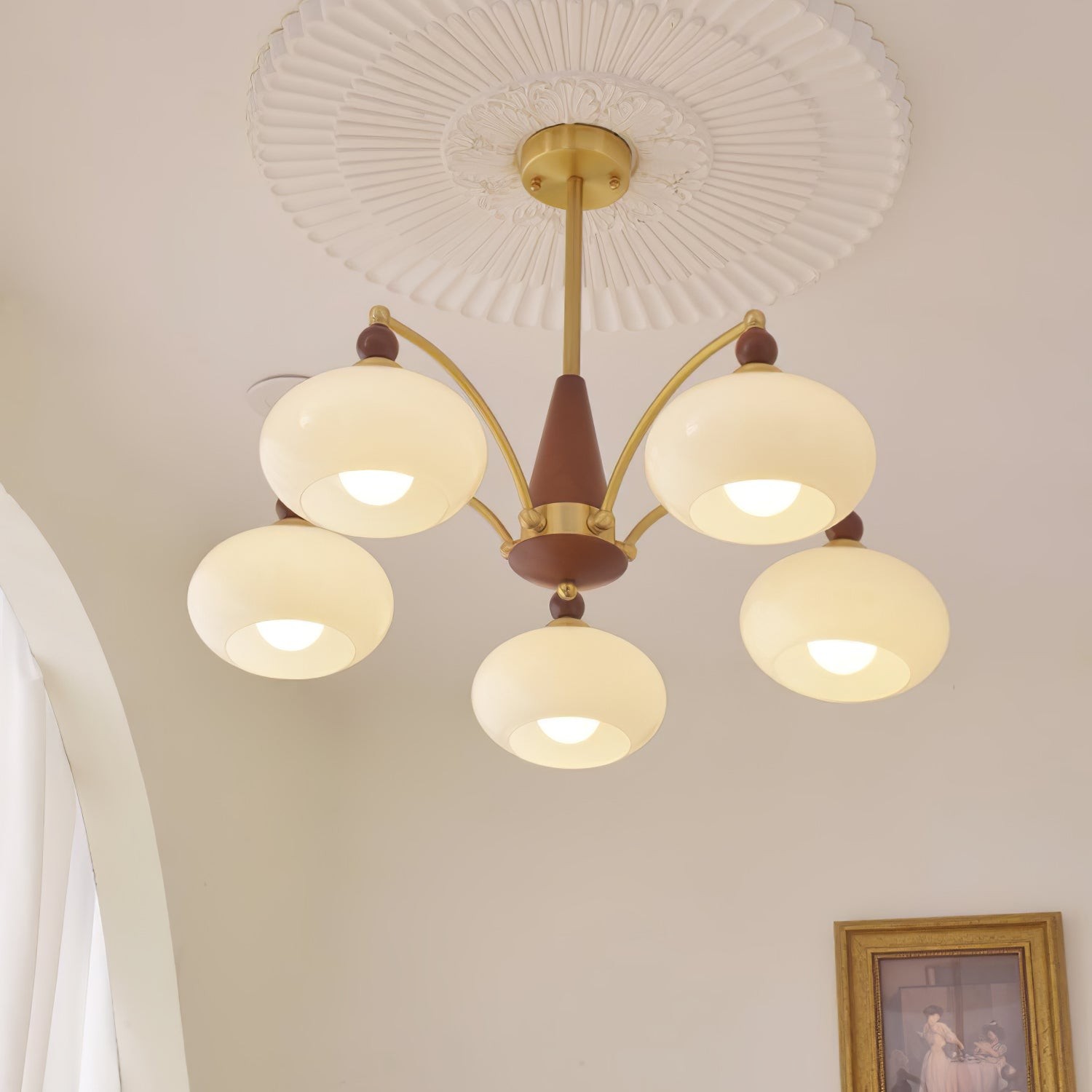 Vintage Multihead Persimmon Chandelier K623