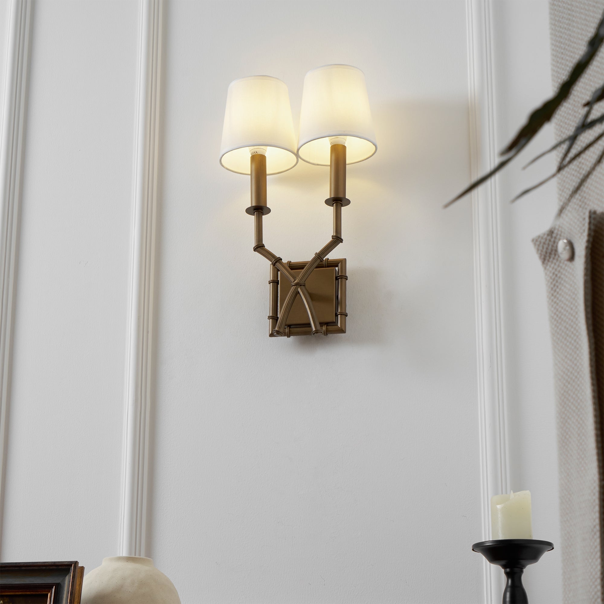 Double Arm Bamboo Sconce D586