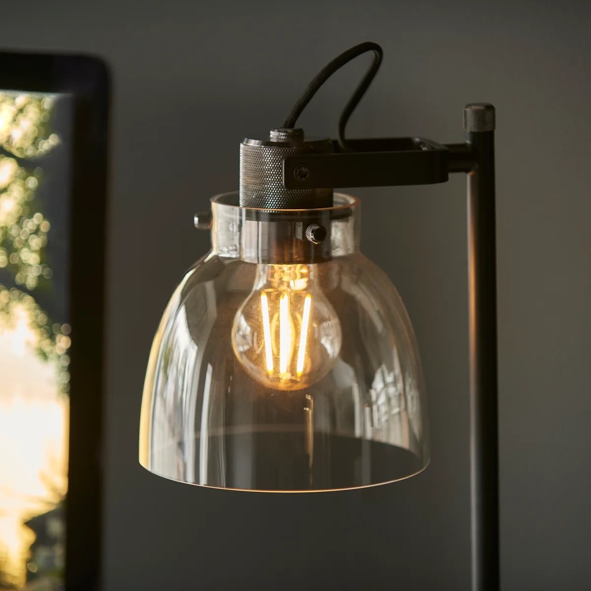 Readium Adjustable Table Lamp - Industrial Metal and Dome Glass for Bedroom K1838