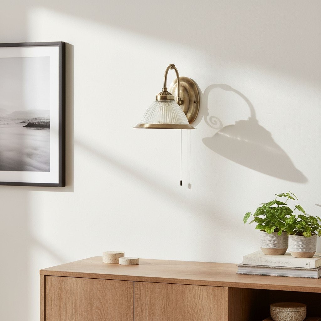 TF Vintora Ribbed Glass Wall Lamp - Industrial Bell Shape for Diner and Hallway K1975