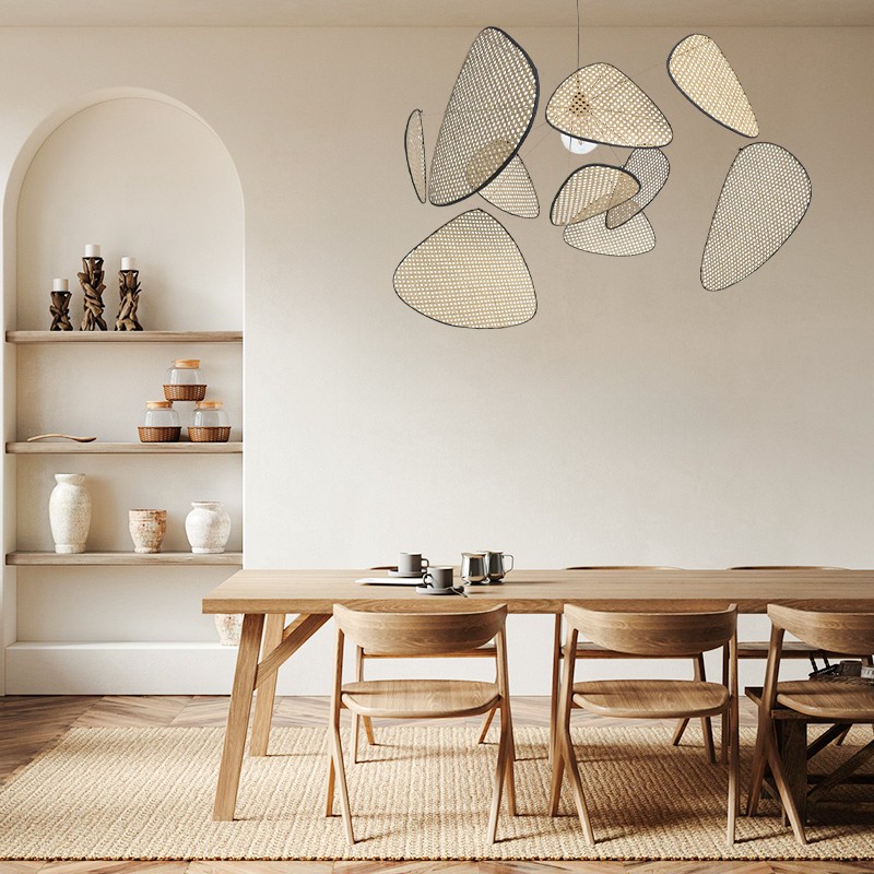 Screen Cannage Pendant Light - Boho Chic Wall Light for Dining Room