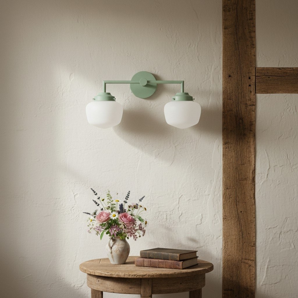 Opalume Glass Vanity Light - Vintage Inspired Bathroom Wall Lighting K1458