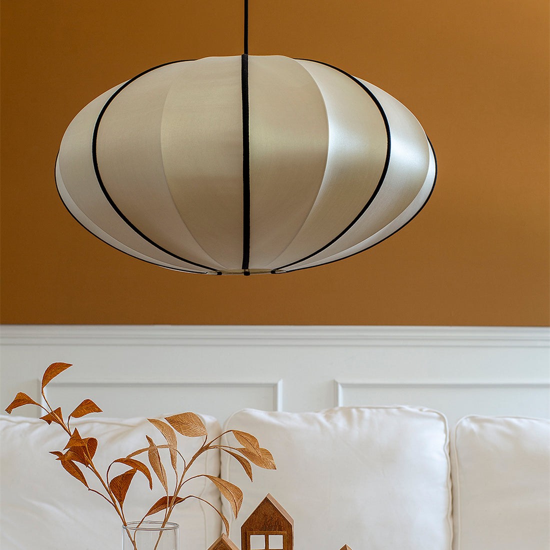 Ribbon Fabric Pendant Light – Elegant Lantern Light for Dining & Living K173