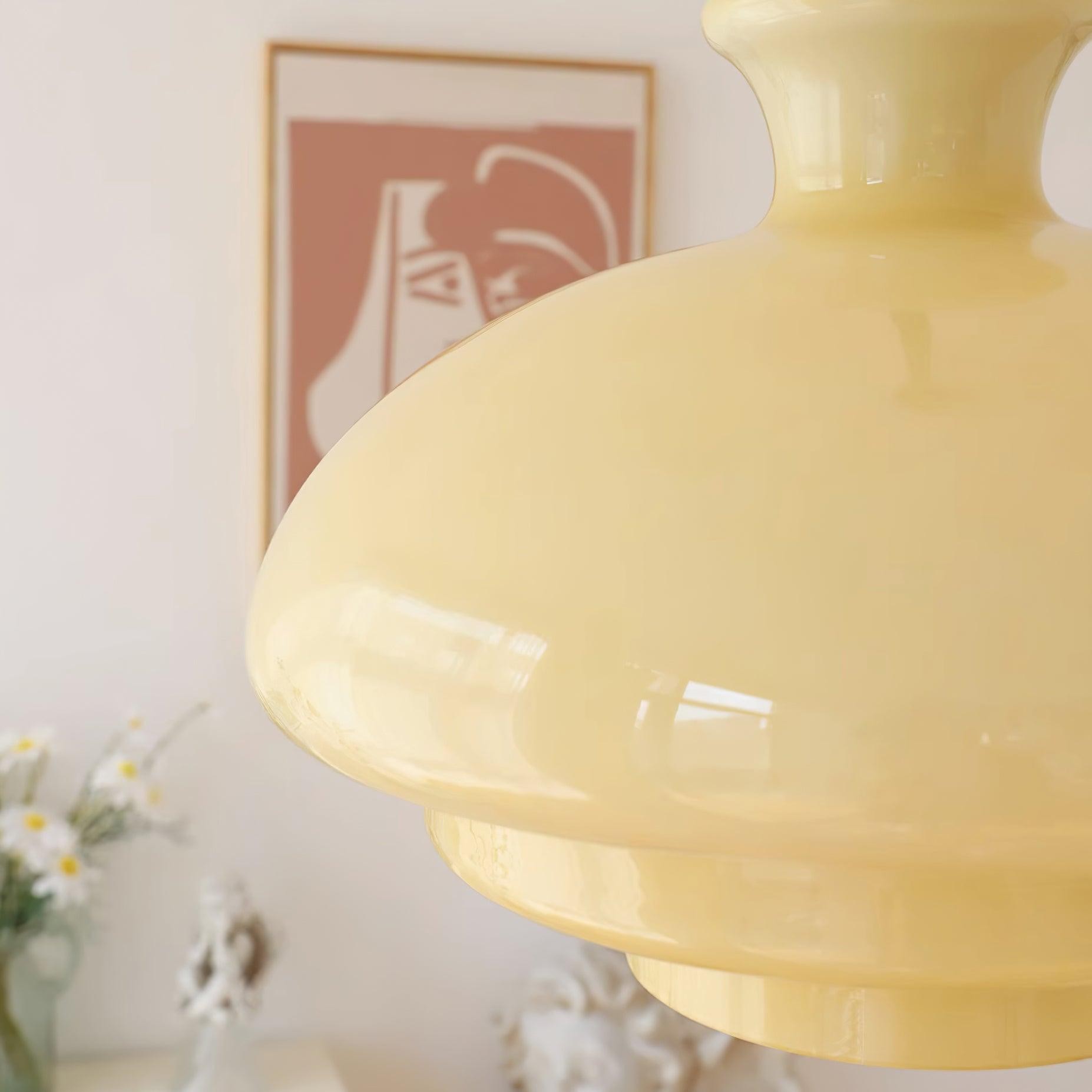 Round Yellow Stylish Simple Glass Pendant Lamp K573