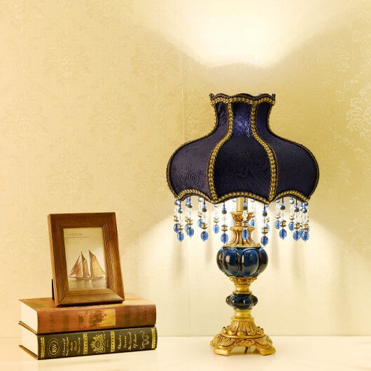 Palace Decoration Design Dark Blue Fabric Table Lamp K714