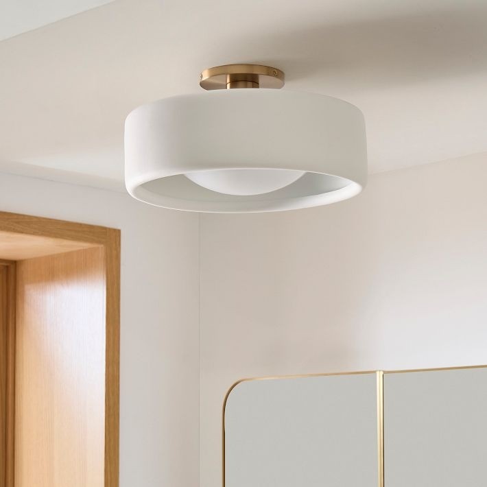 Cerova Modern Porcelain Flush Mount Ceiling Light– Elegant Ivory Shade K1373