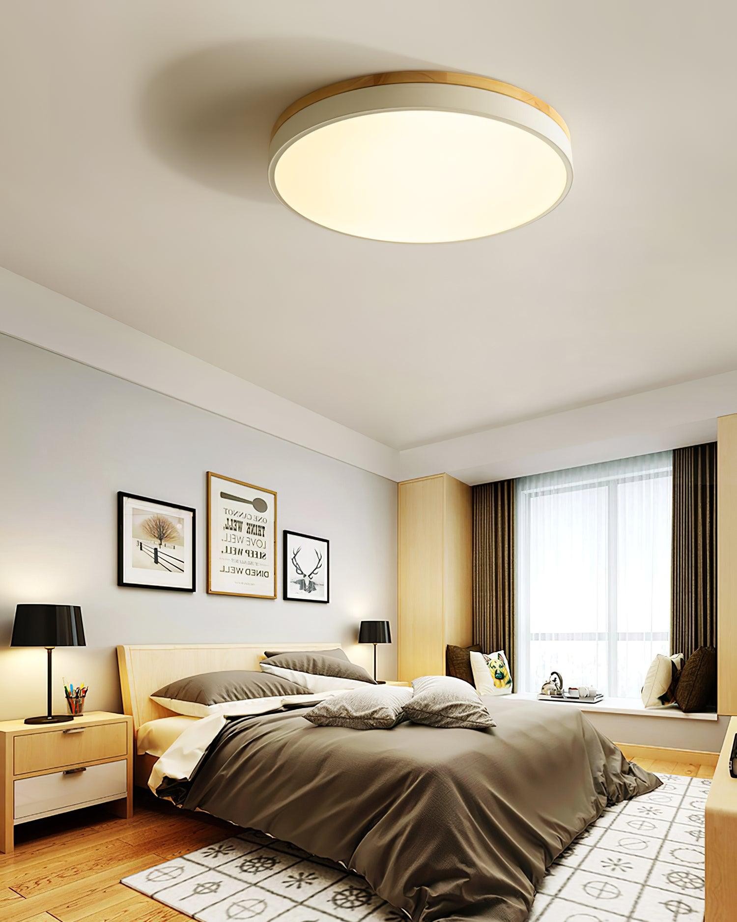 White Round Wooden Ceiling Lamp K772