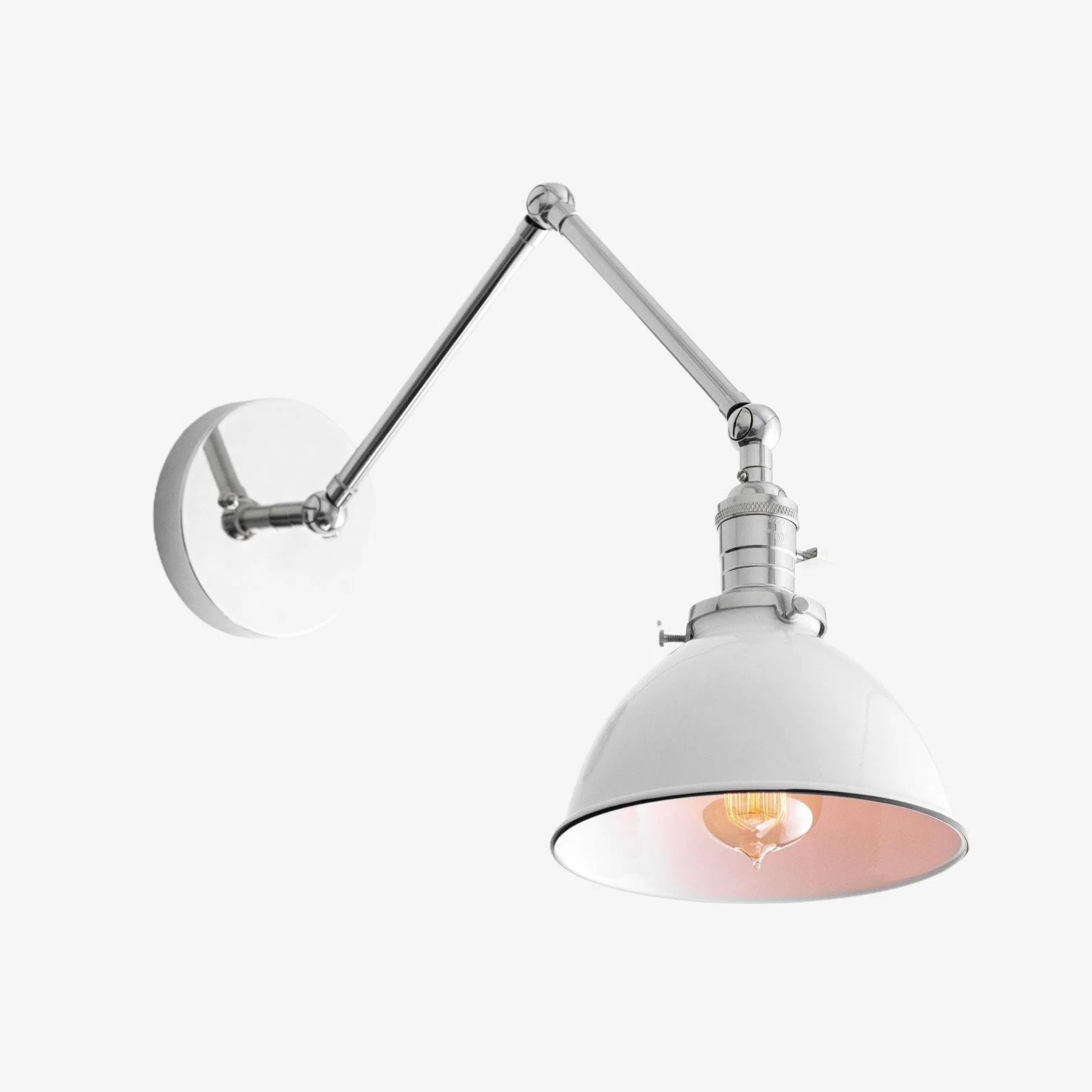Conique Metal Vintage Industrial Swing Arm Wall Lamp - Adjustable Dome Shade for Study K1467