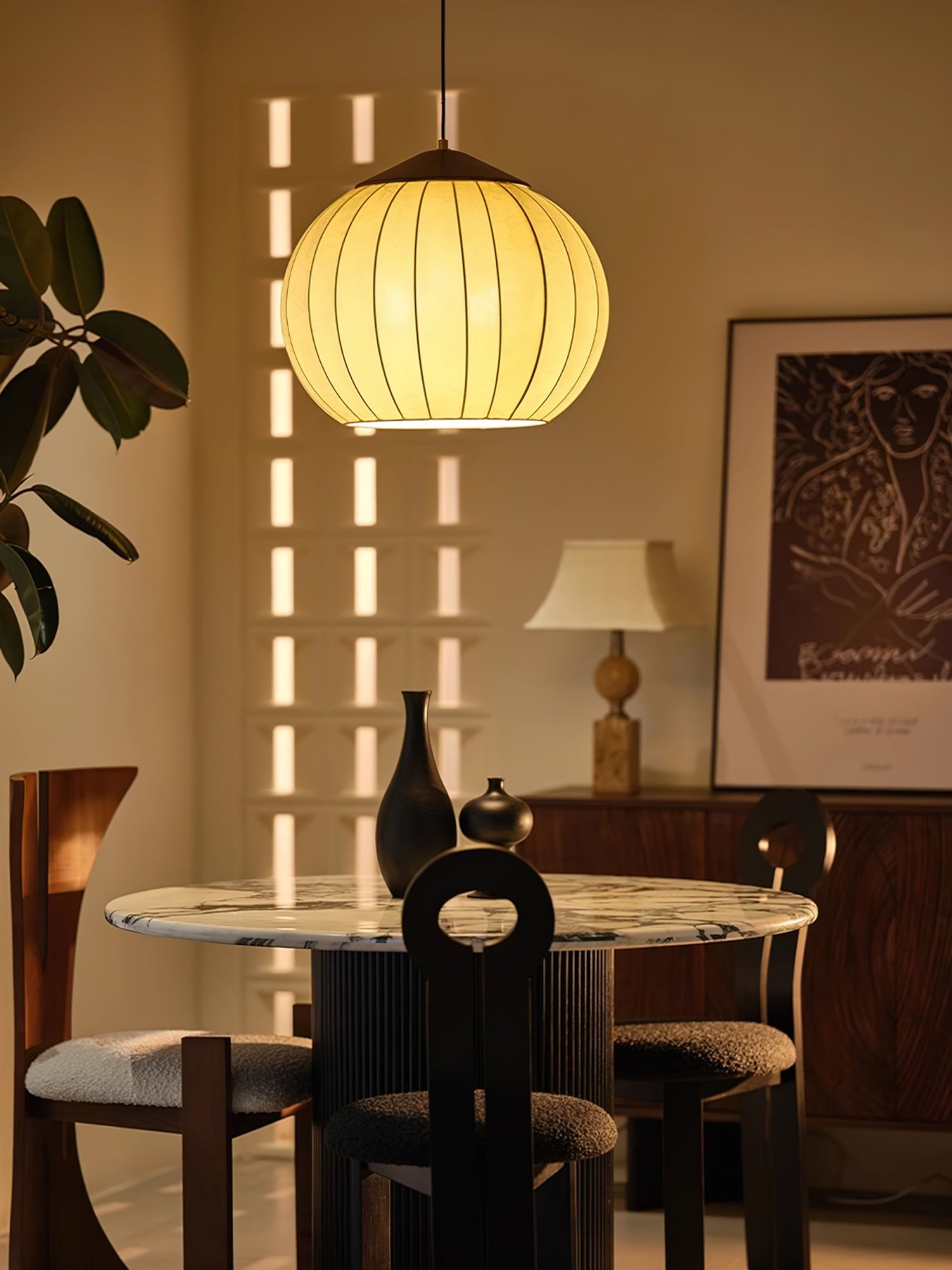Japanese Style Fabric Lantern Pendant Lamp K423