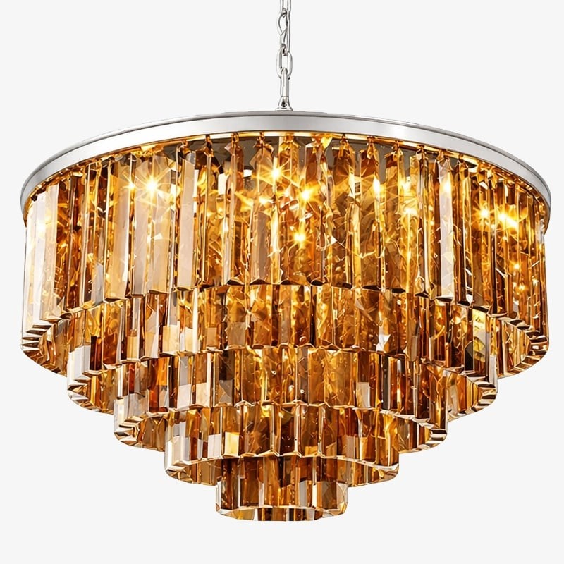 Aurevon Crystal Prism Metal Frame Modern Ceiling Chandelier for Home and Hotel K2071