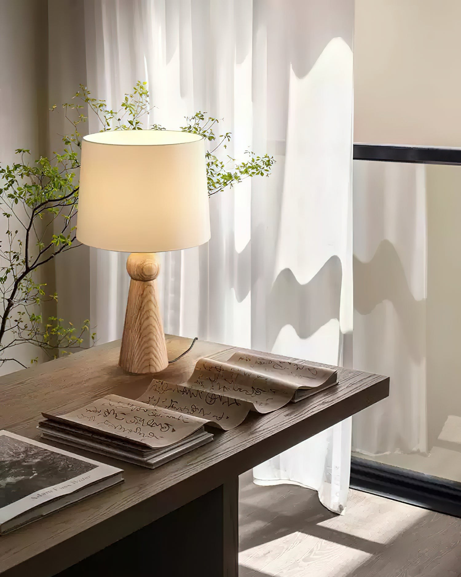 Nordic Retro Solid Wood Fabric Table Lamp K256
