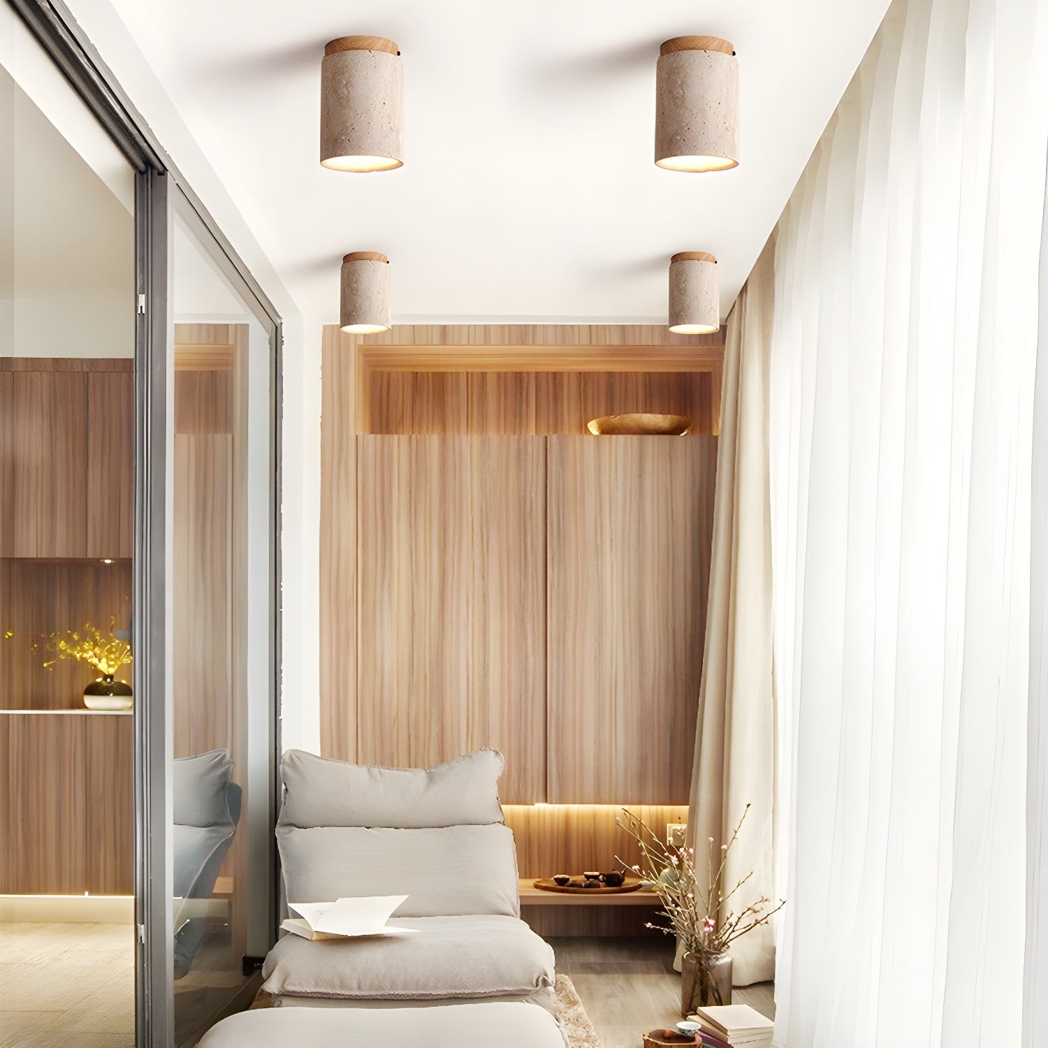 Marble Travertine Column Ceiling Lamp K688
