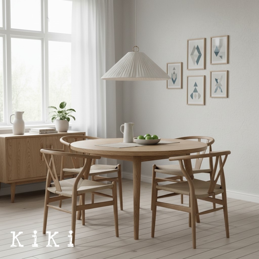 Blossine Linen Scalloped Pendant Light - Modern Farmhouse Hanging Lamp for Dining Room K1689