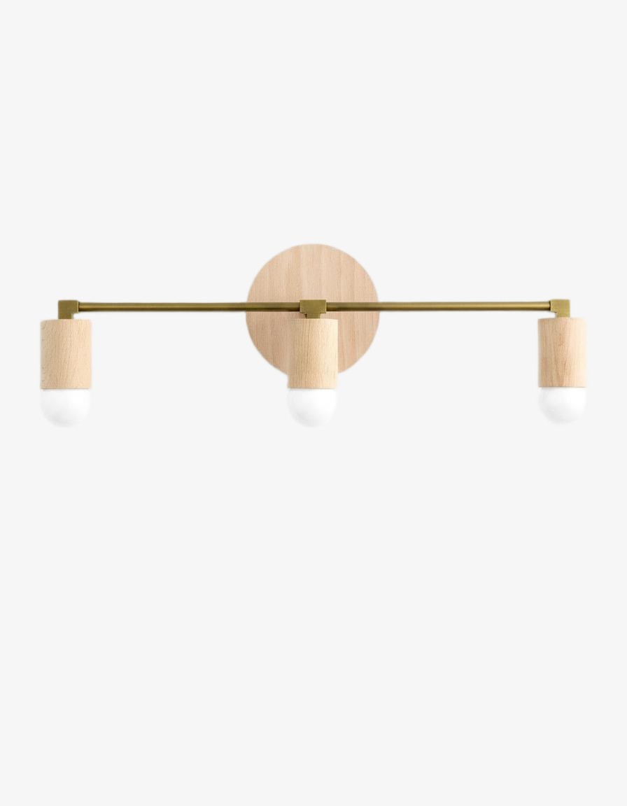 Mobilux Line Wood and Vanity Light - Bohemian Bathroom Lighting Fixture K1490