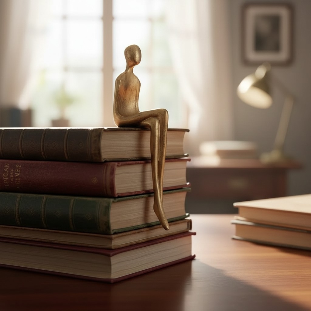 Floxo Artistic Desk and Shelf Figurine - Thinker and Lazy Dog Design for Bookshelves and Tables K2361