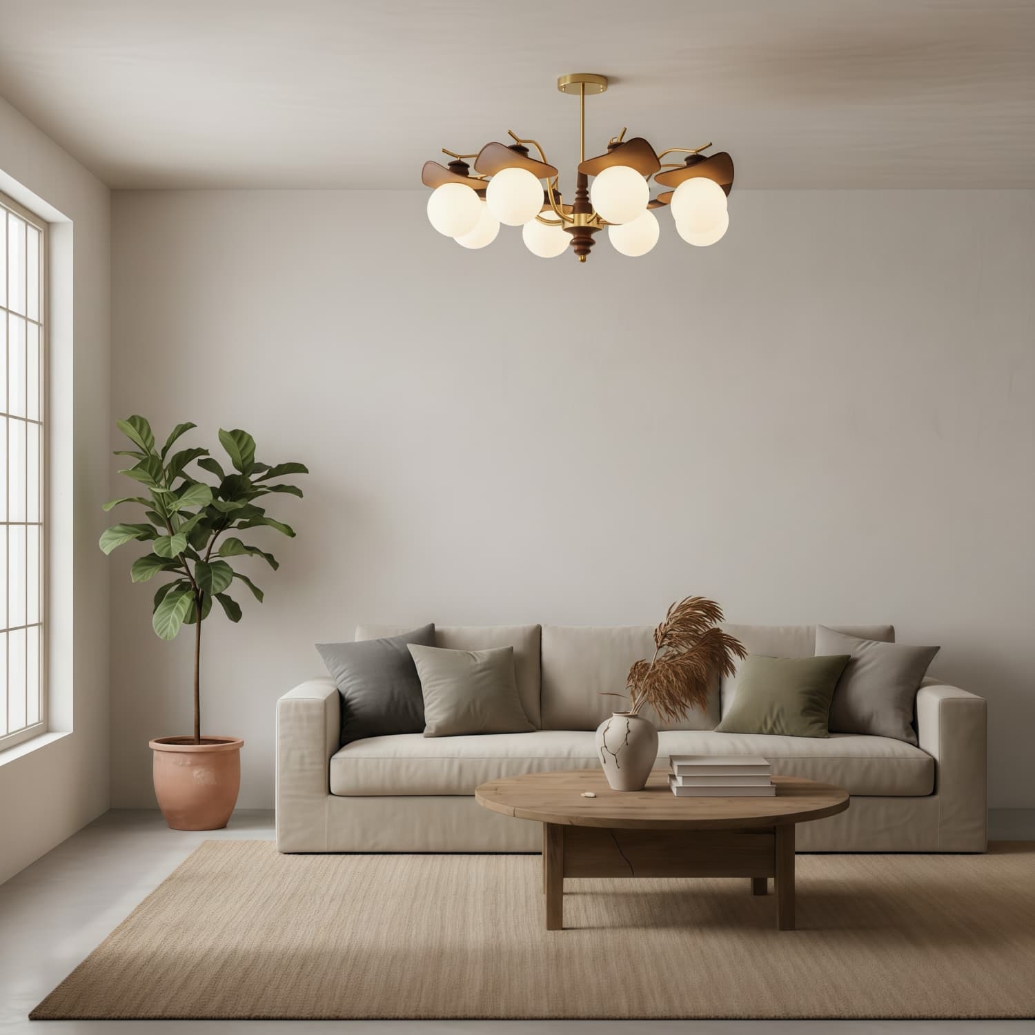 Solvane Multi Arm Chandelier with Glass Shades - Retro Decorative Lighting for Dining Room K2278