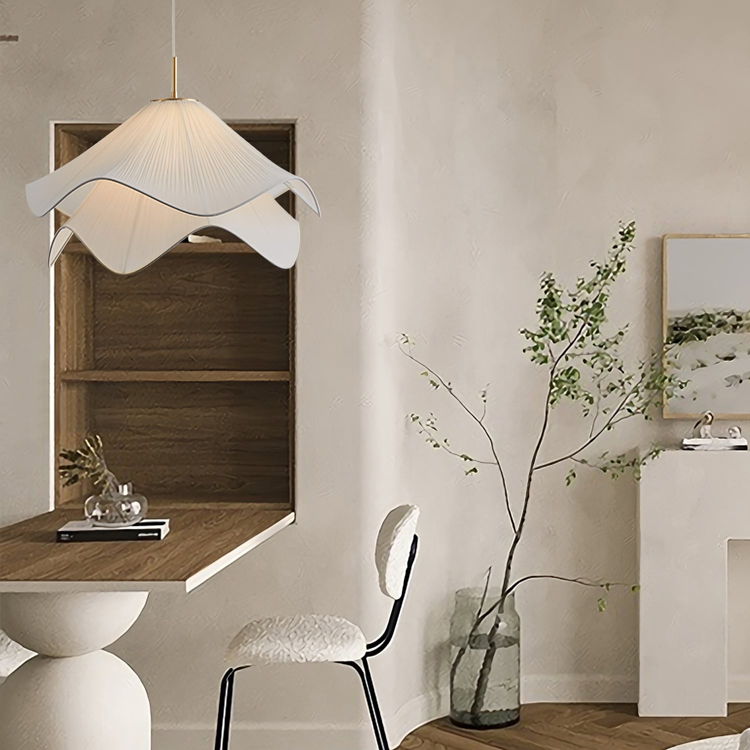 Ethereal Draped Shade Pendant Light – Modern Ambient Light for Bedrooms & Lounges K1192
