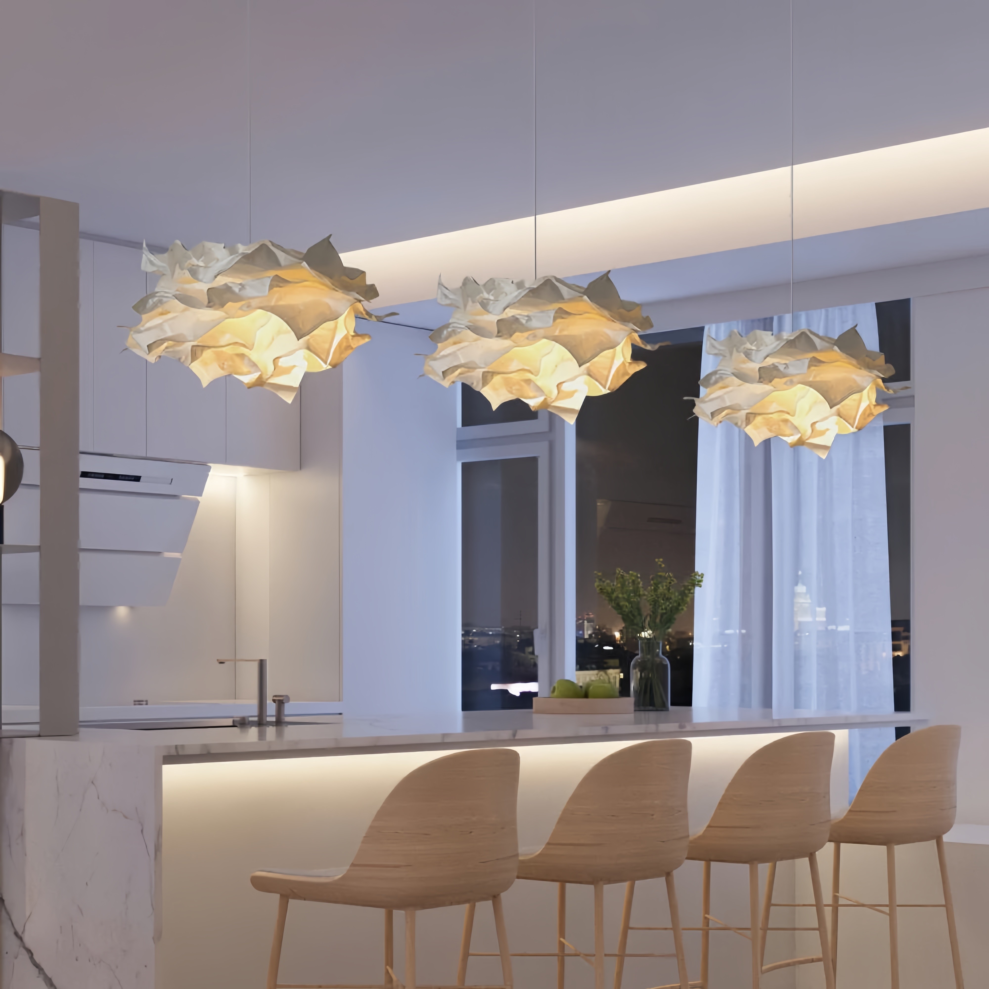 White Flower Cloud Paper Pendant Light K138