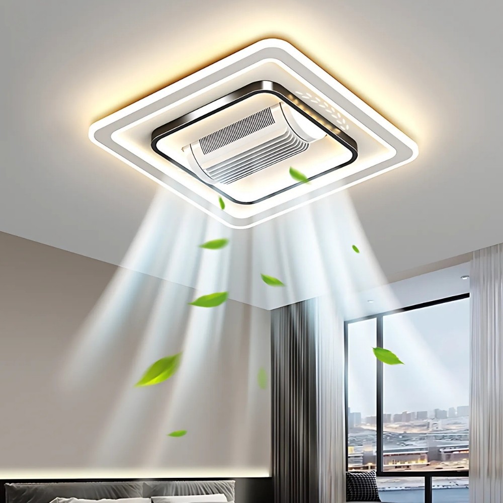 Modern LED Flat Quiet Bladeless Ceiling Fan LIght K1105
