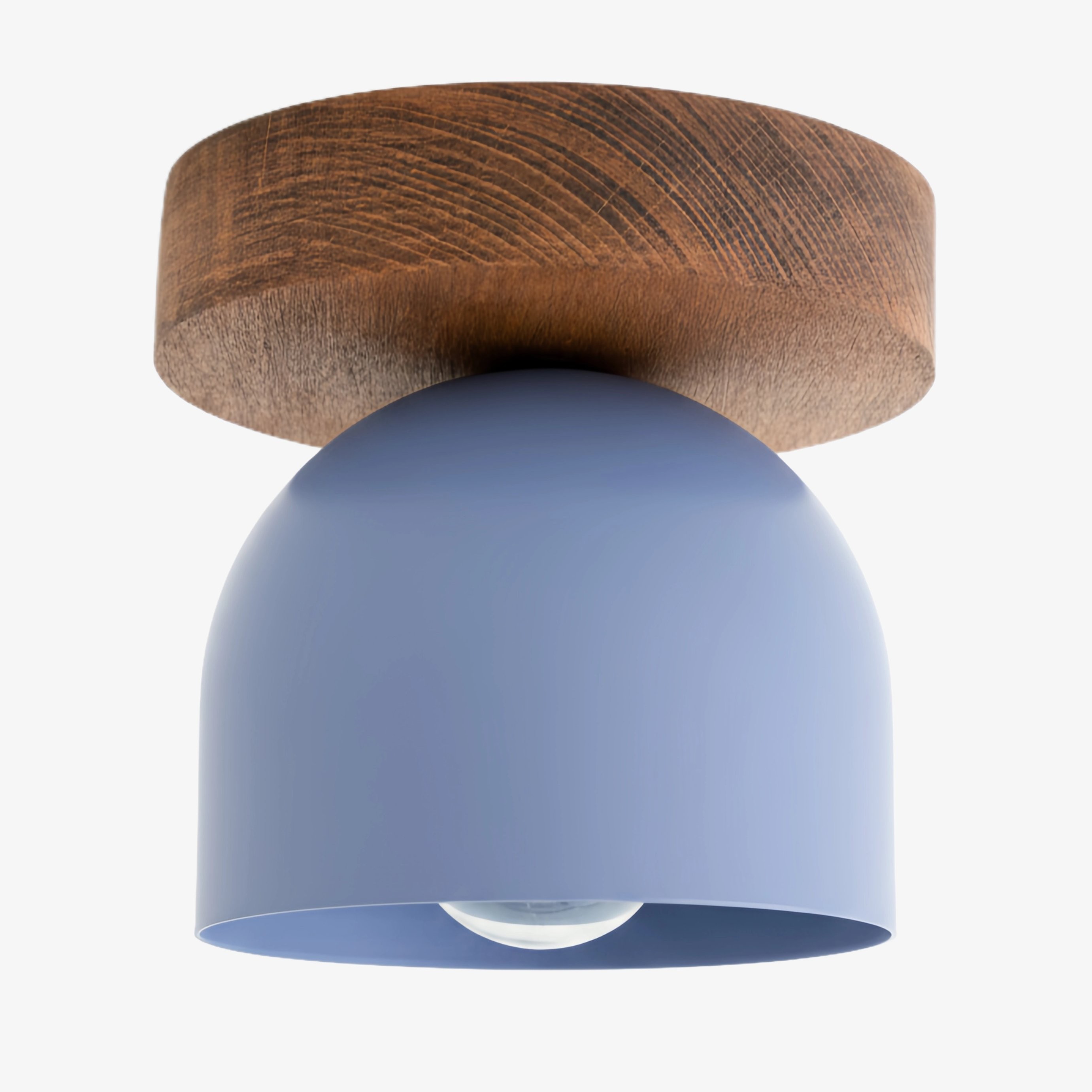 Metio Dome Flush Mount Ceiling Light - Oak Finish with Metal Shade K1421