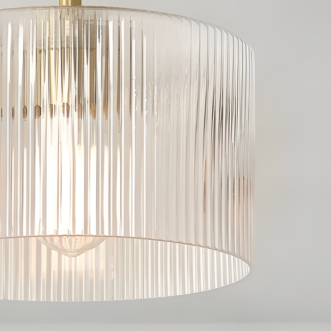 Rivora Ribbed Glass Ceiling Light - Modern Semi Flush Mount Lamp for Bedroom and Hallway K2237