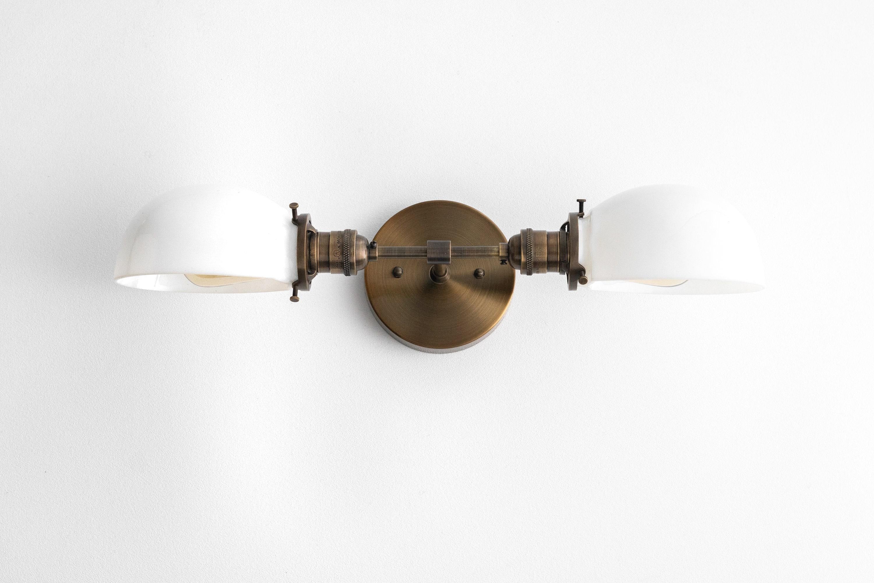 Ornato Luxe Mid-Century Vanity Light - Brass Bathroom Fixture with Opal Glass K1474