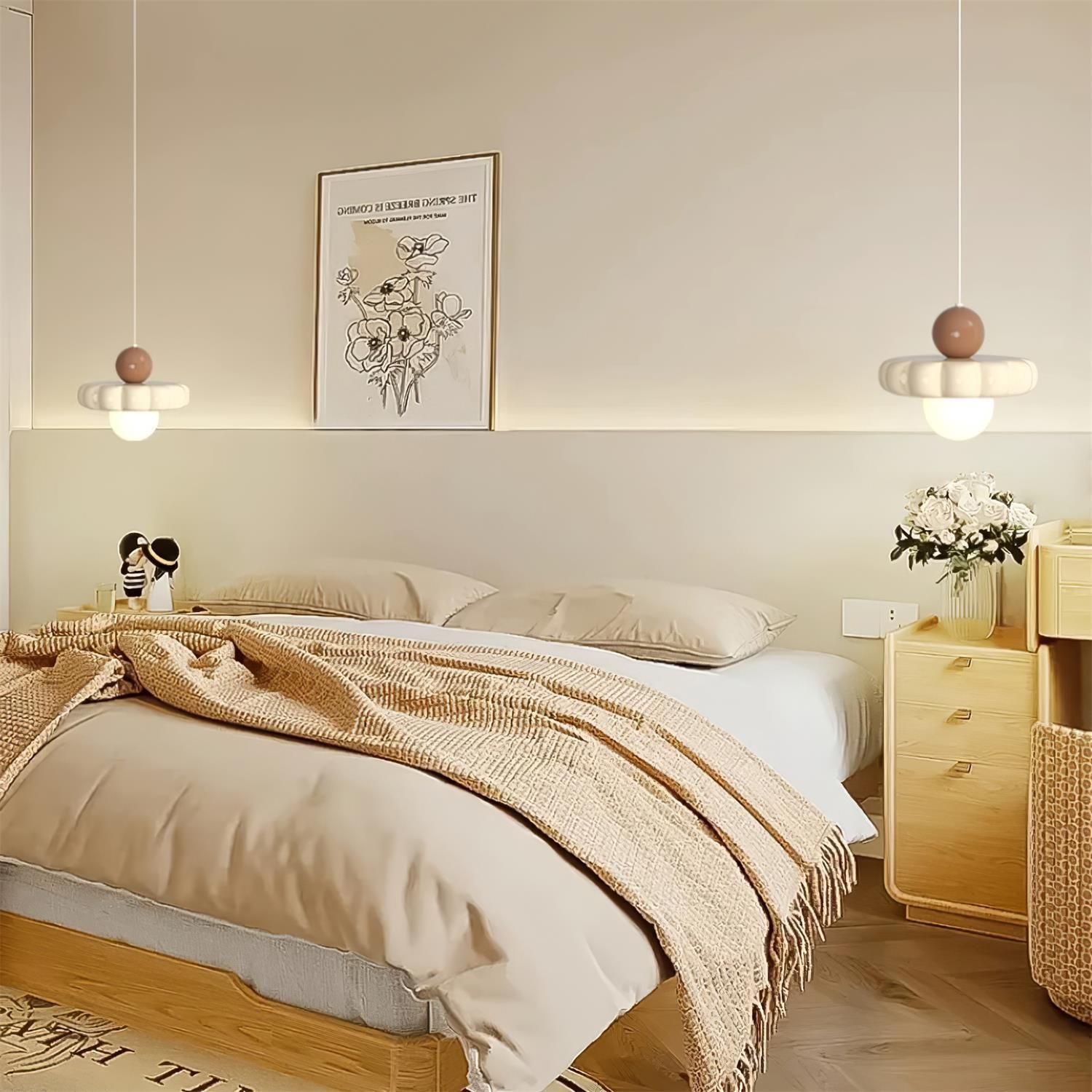 Cream Style Long Line Pumpkin Texture Pendant Lamp K307