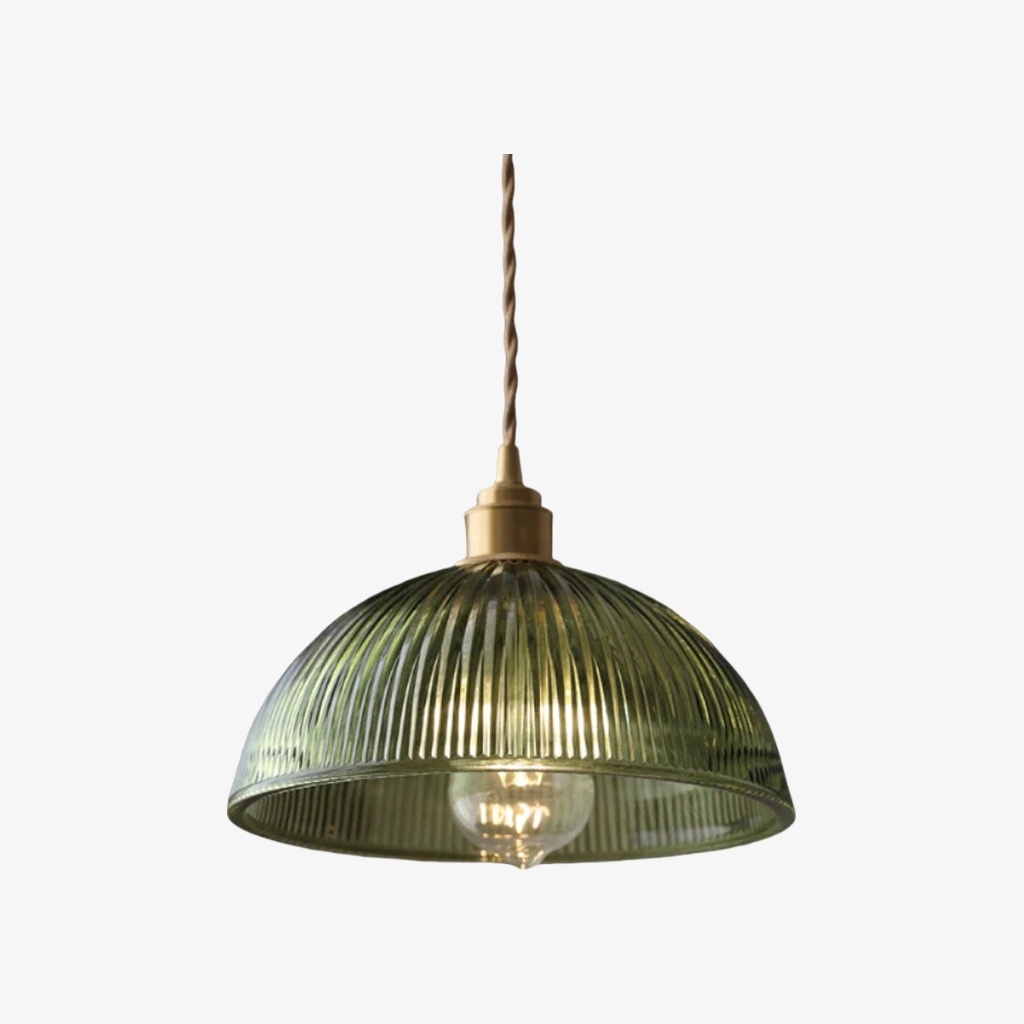 Ribilux Ribbed Pendant Light - Vintage Glass and Metal for Kitchen and Dining Room K2280