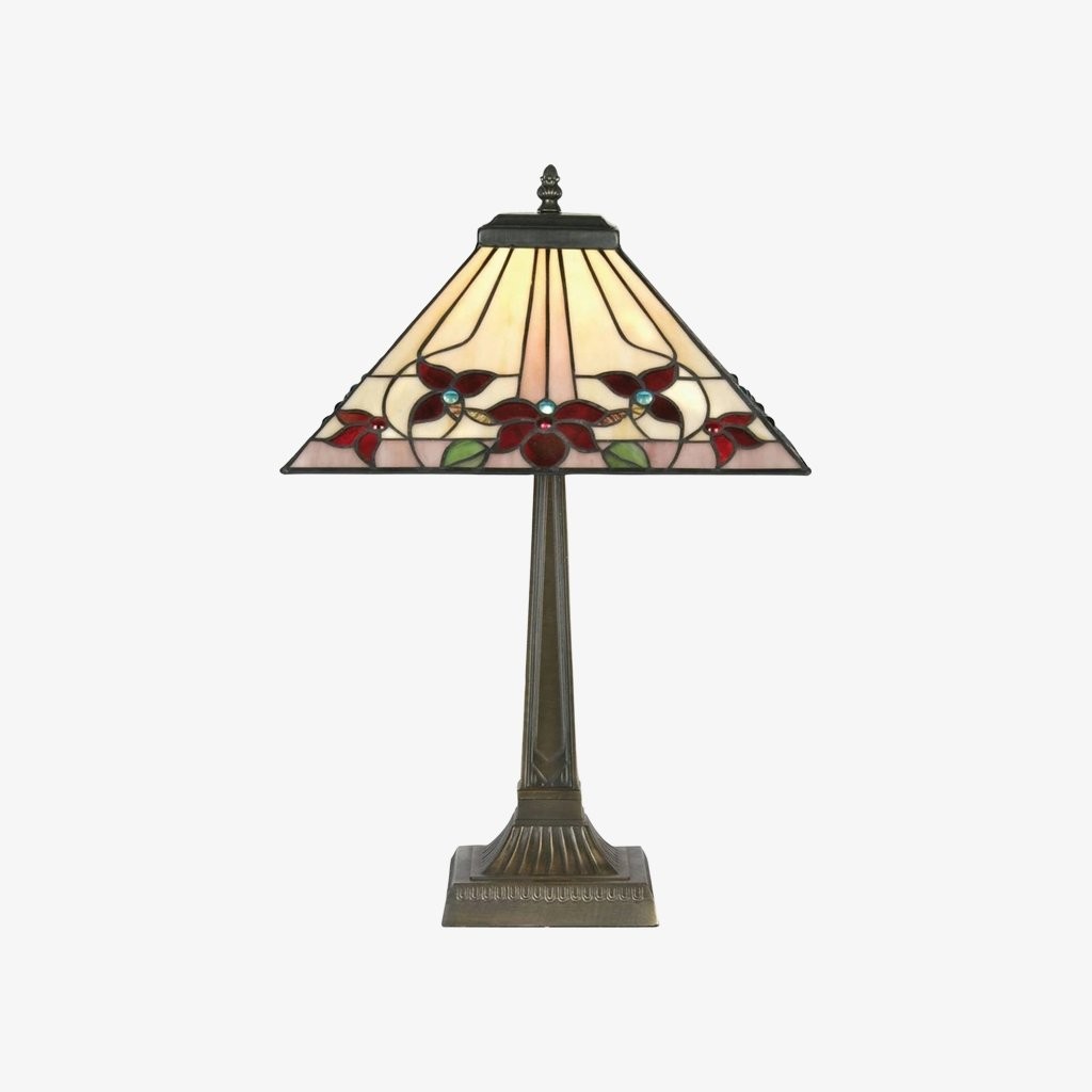 TF Camillo Dragonfly Stained Glass Table Lamp - Art Nouveau Tiffany Style with Scalloped Edge for Living Room K1929