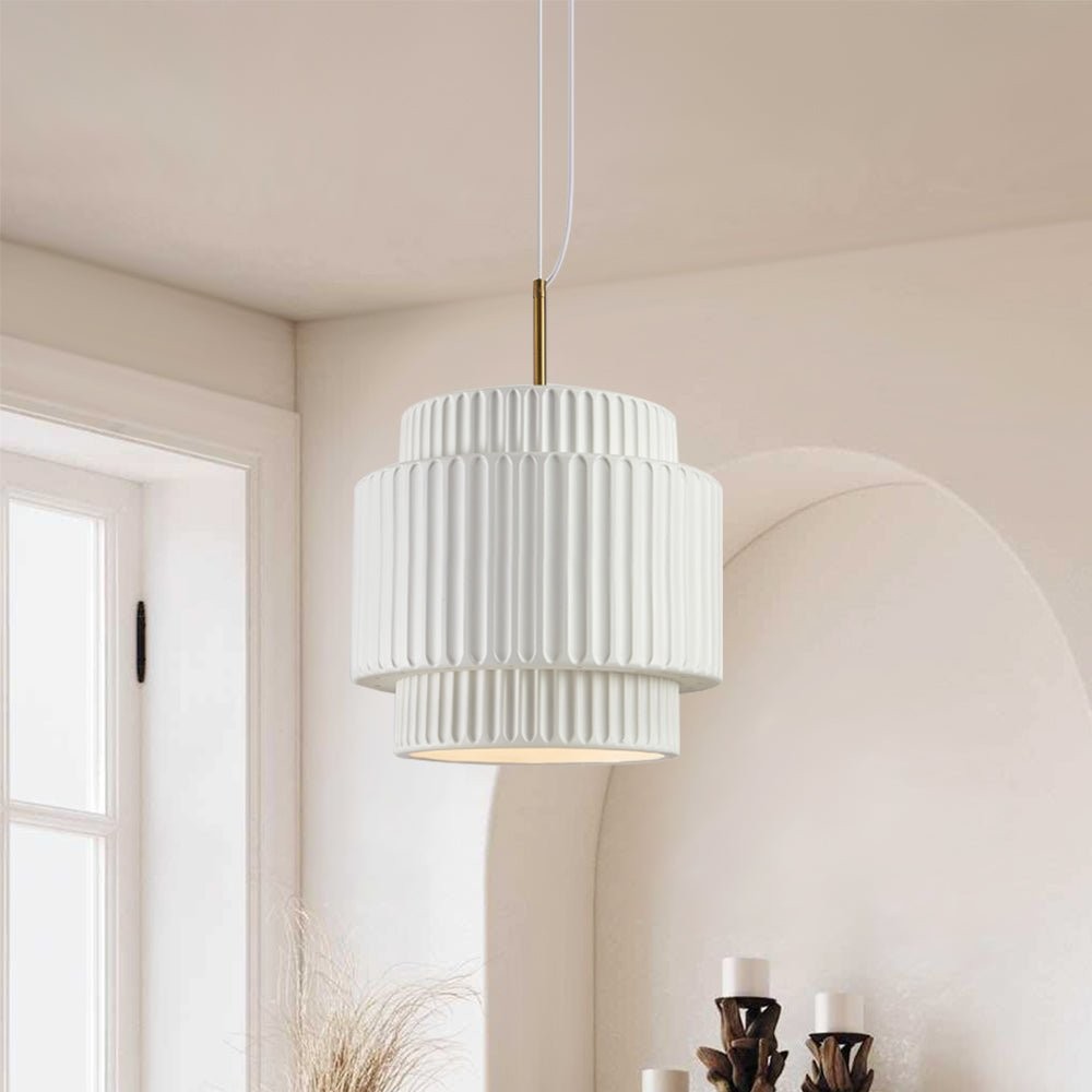Cream Style Resin Drum Pendant Light K187