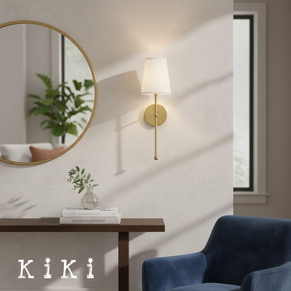 Meshara Elegance Modern Brass Fabric Wall Lamp - Indoor Lighting for Bedroom K834