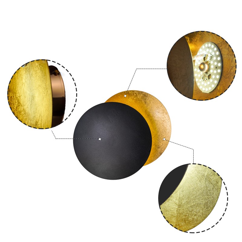 Elegant Round Lederam Wall Lamp - Modern Metallic Wall Light for Living Room