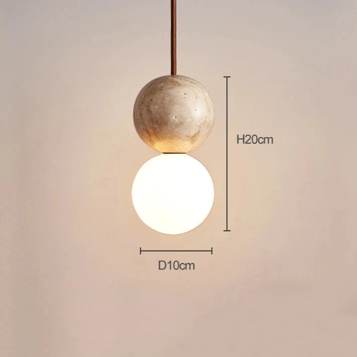 Travertine Stone Cream Retro Minimalist LED Pendant Light D913