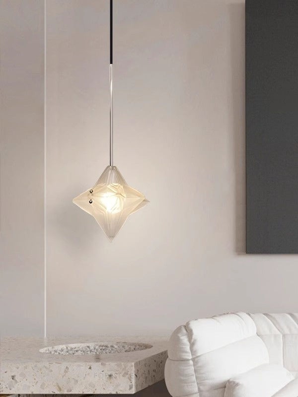 Art Deco Astris Elara Star Pendant Light - Frosted Glass Pendant with Geometric Style K1583