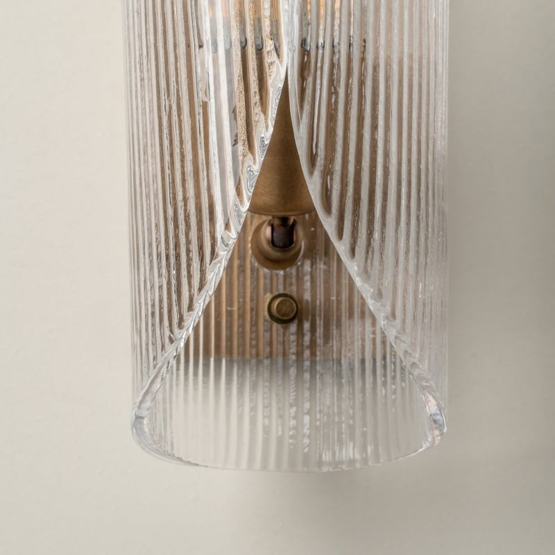 Velora Cylinder Glass Wall Light - Refined Brass Wall Sconce for Entryway or Bedside K1690