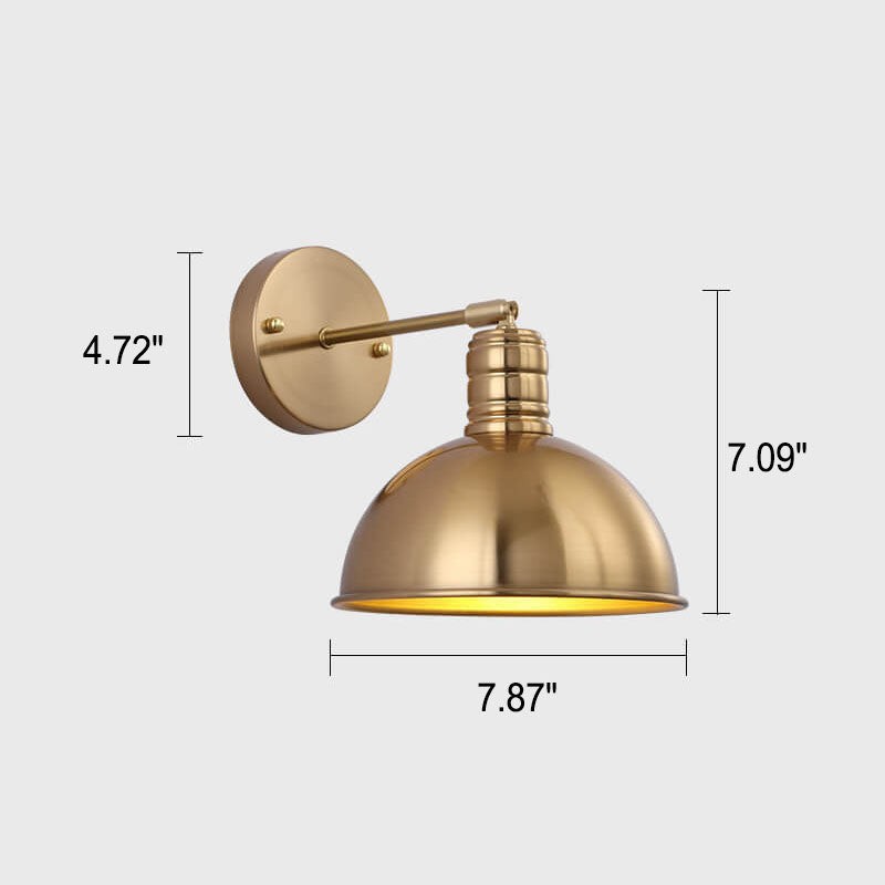 Modern Simple Iron Plated Brass Cone Round 1-Light Wall Sconce Lamp K1235