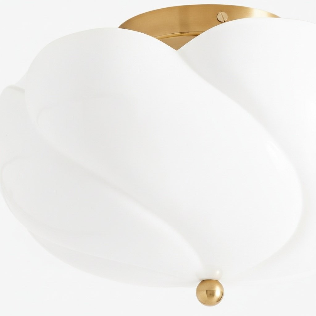 Modo Ceiling Light - Minimalist Glass Shade with Sleek Brass Frame for Dining Room or Office K1676